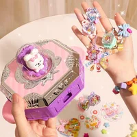 DIY Making Jewel Rings Magical Kit for Girl Supplies Bead Handmade Princess Pendant Keychain Colored Beans Kid Toy Birthday Gift 4