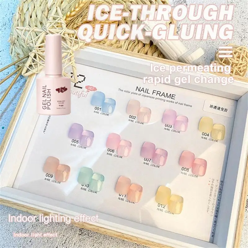 

12colors Ice Through Changing Color Gel Nail Polish Translucen Phototherapy Glue Sunlight Discoloration Summer Nail Art Manicure