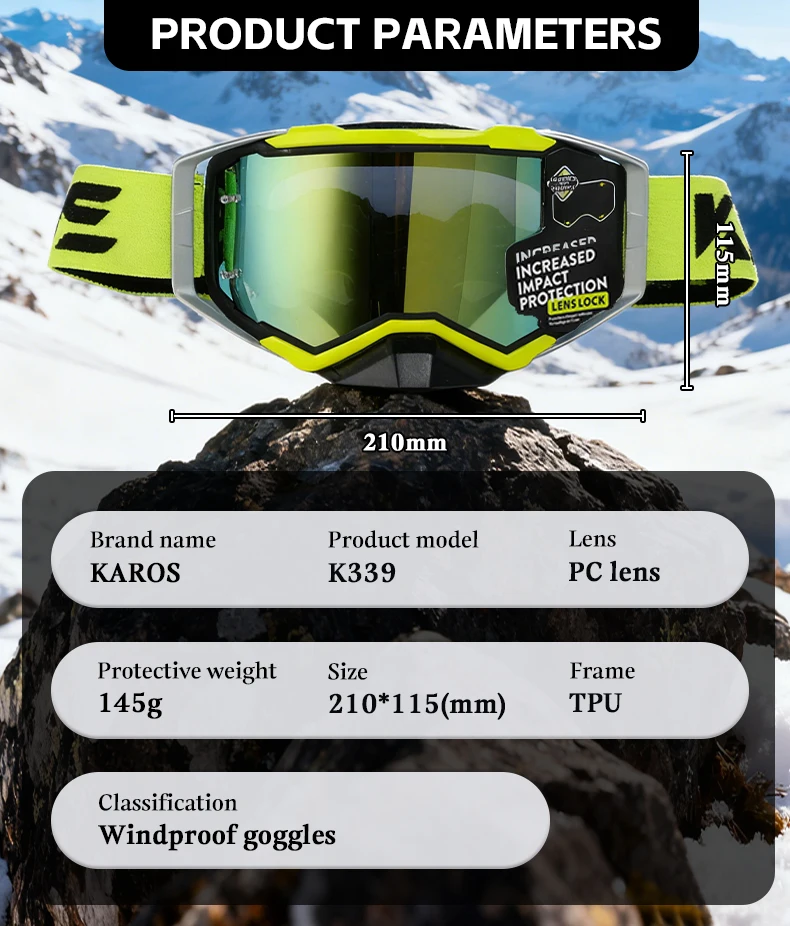 Karos Motocross-Reitbrille UV400 Winddichte MX-Helme Motorradbrille mit breiter Sicht Offroad-Sportbrille für MTB ATV – Detail 5