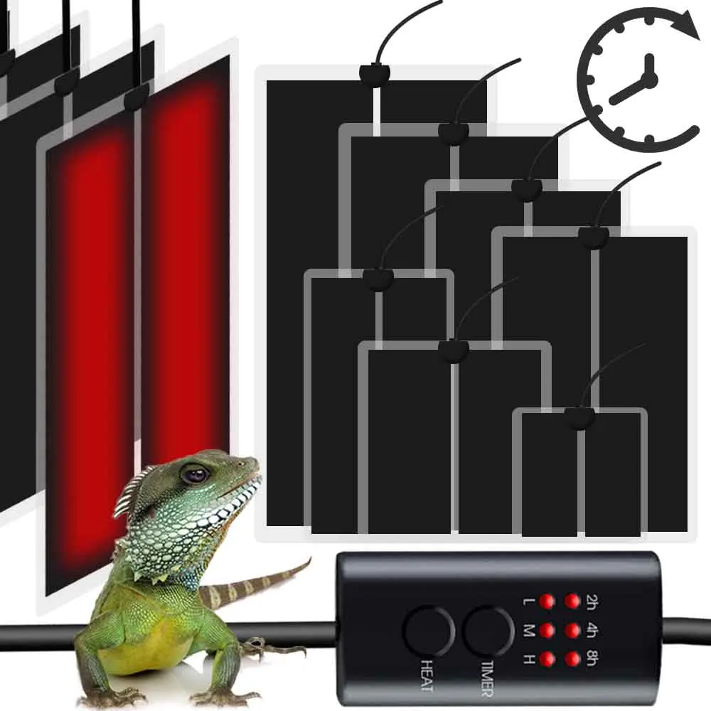 45W-5W Plant Heating Pad 2/4/6H Timing Reptile Warmer Heat Mat Indoor Garden Terrarium Heater with 3-Gear Temperature Controller