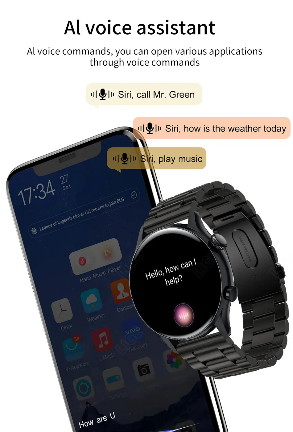 LIGE NFC Bluetooth Call Smartwatch Men 1.3 inch AMOLED 360*360 Screen Support Always On Display New Smart Watch Password Unlock