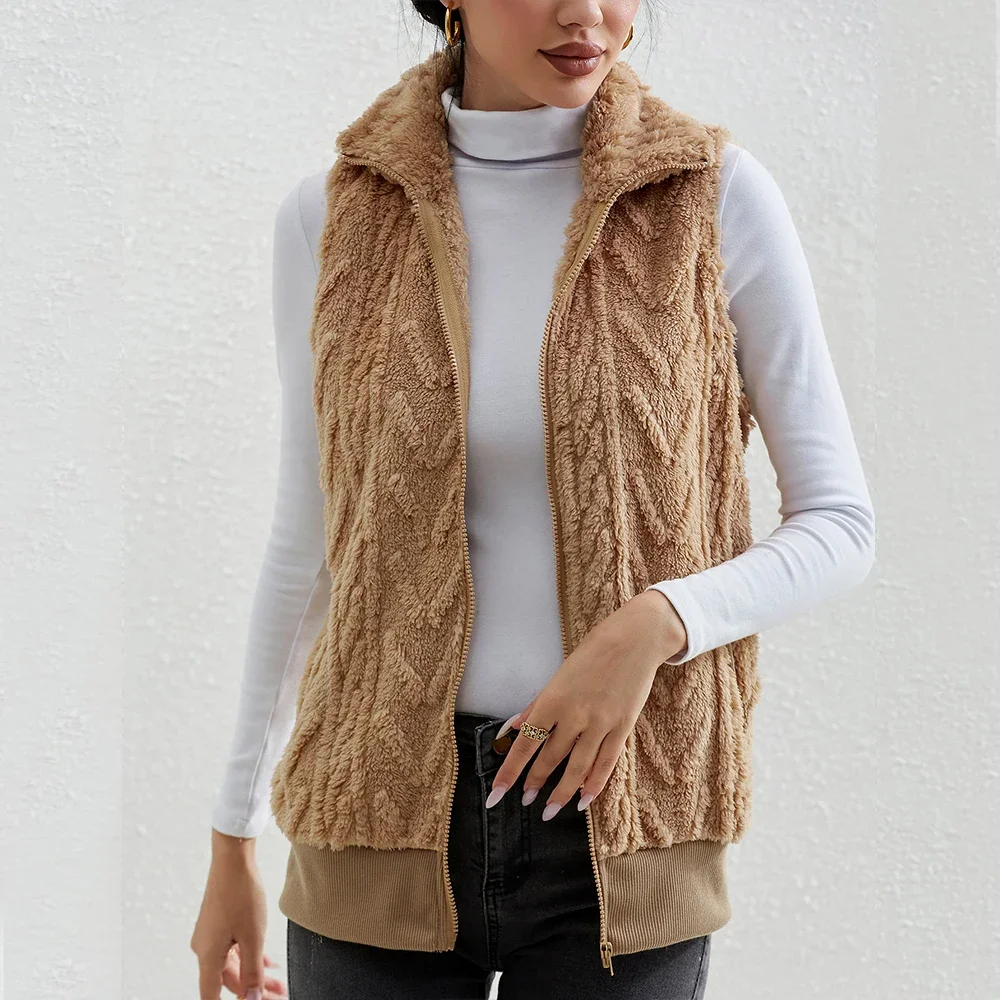 

Women's Winter Cable Gilet Vest Waistcoat Body Warmer Sleeveless Coat Tops Blouse Ladies Warm Clothing for Female 2024