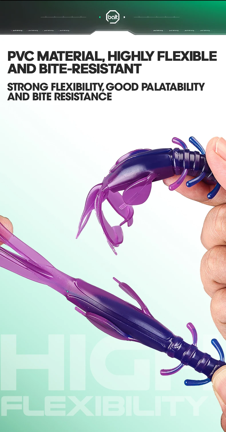 TAIYU-Weicher Kunststoff-Angelköder, schwimmende Topwater-Garnelen, Hummer, Salzwasser, aktive Krebse für Weedless-Rigs, 4er-Set – Detail 6