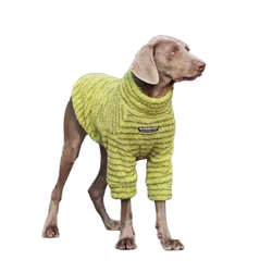 Cozy Stripe Fleece Turtleneck Dog Sweater - Winter Pullover - 3XL (Green)
