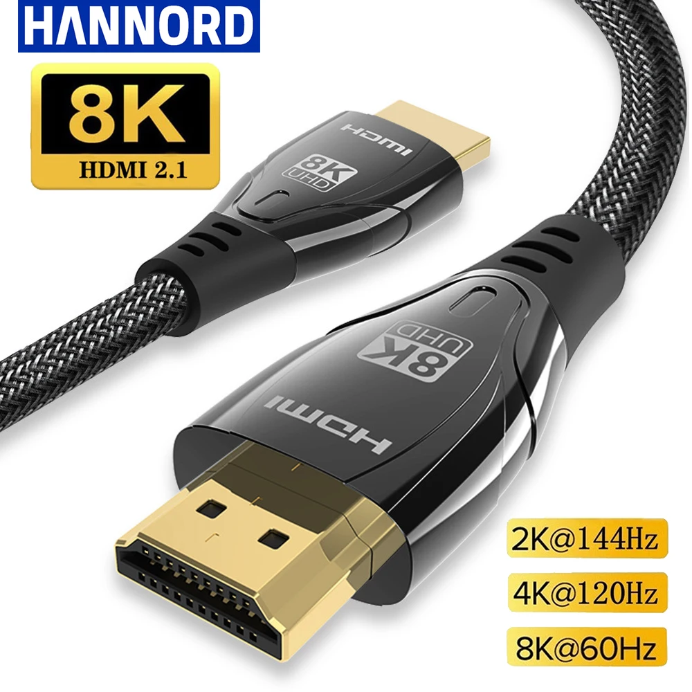 

Hannord 8K HDMI-compatible Cable 2.1 8K 60Hz 4K 120Hz 48Gbps ARC HDCP Ultra High Speed HDR for HD TV Laptop Projector PS3/5