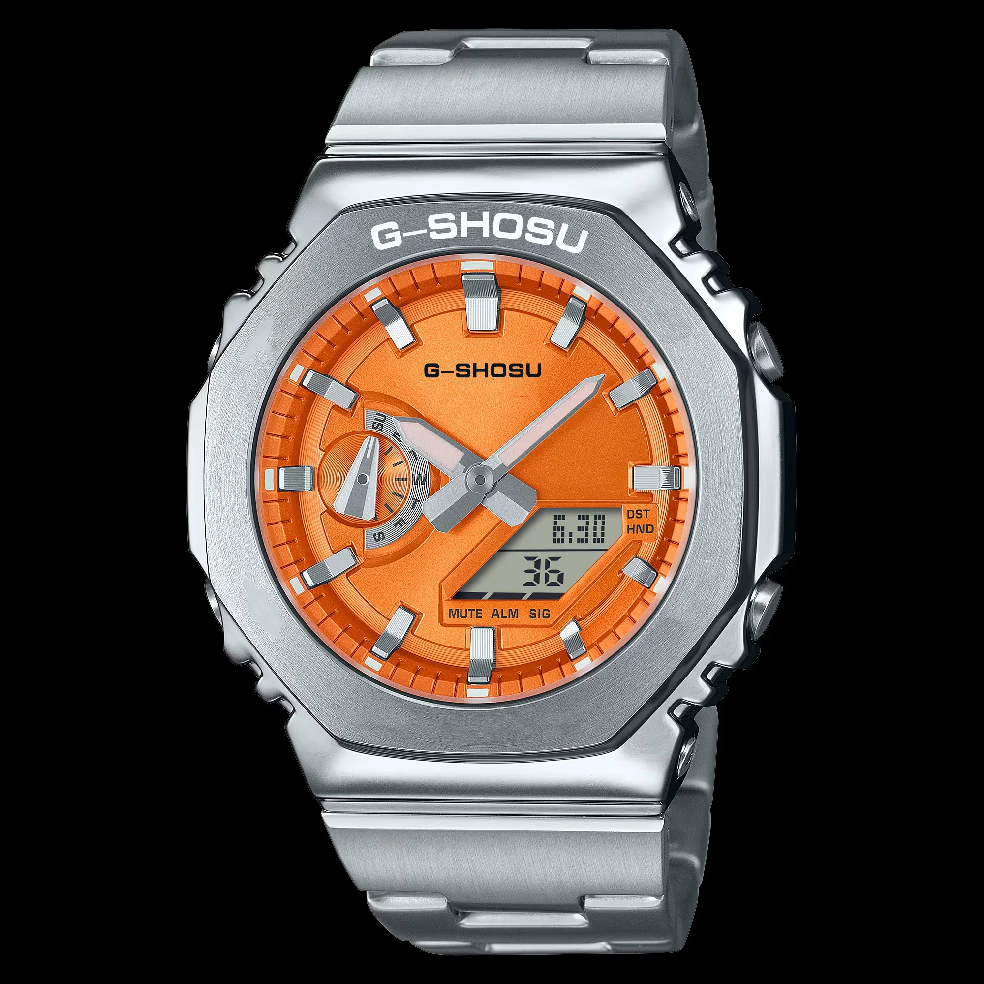 Sport Digital Electronic Unisex Watch Alloy Large Dial Dual Display World Time LED Auto Hand Lifting Lamp Steel Strap Oak Series 3