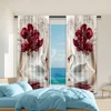 2Pcs Digital Printed Rod Pocket Window Curtain Swan Flower Pattern Window Drapes For Bedroom Living Room Home Decor Design For 1