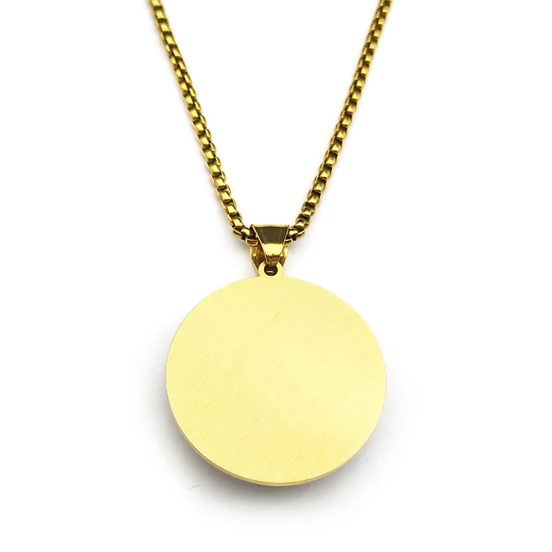 Virgin Mary Hold Baby Jesus Glass Round Medal Pendant Necklace for Women Men Stainless Steel Gold Color Catholic Amulet Jewelry 2
