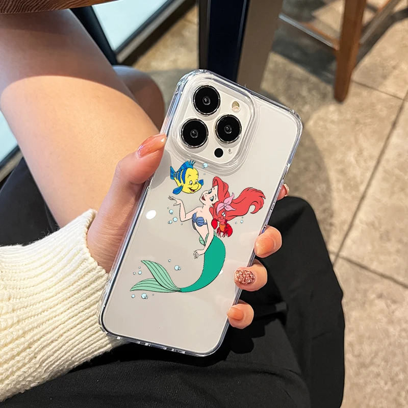 Mermaid Disney Princess Phone Case for Apple iPhone 14 13 12 11 Pro Max X XR XS 8 7 6 Transparent Silicone Shell Cover Fundas iphone 13 mini silicone case