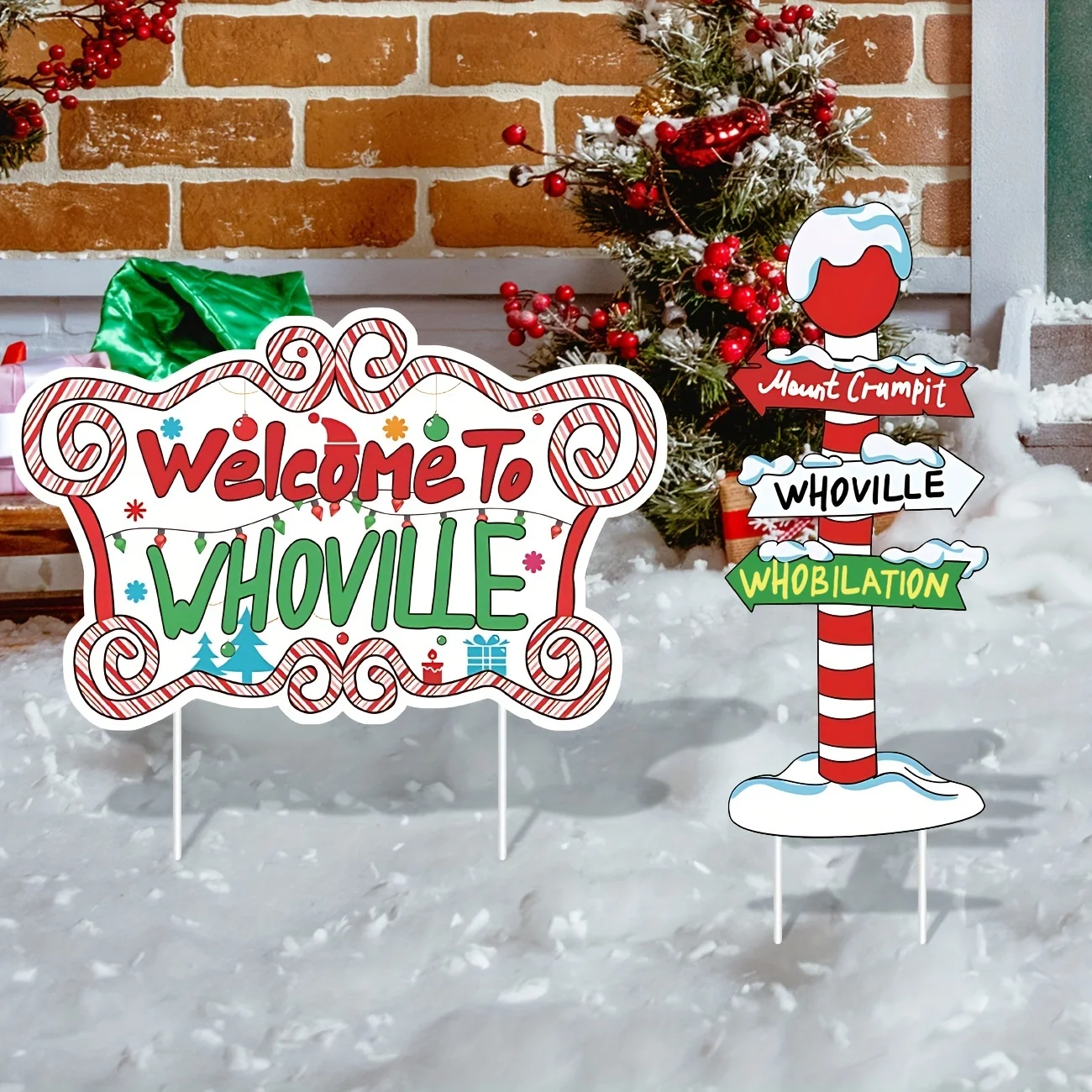 Frohe Weihnachtsdekorationen, Willkommen bei Whovilve Yard Signs Stakes, Weihnachts-Rasen-Garten-Weg-Dekorationen für die Inneneinrichtung