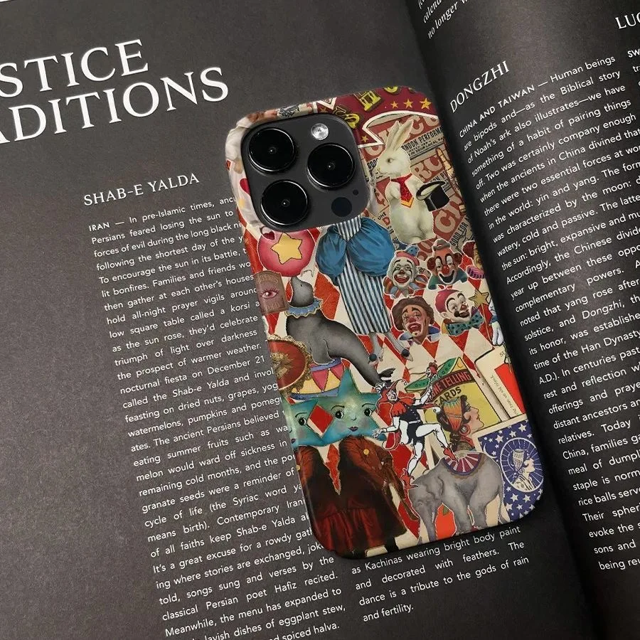 Colorful Circus Clown & Elephant Art Phone Case - Cute & Unique Design Cover