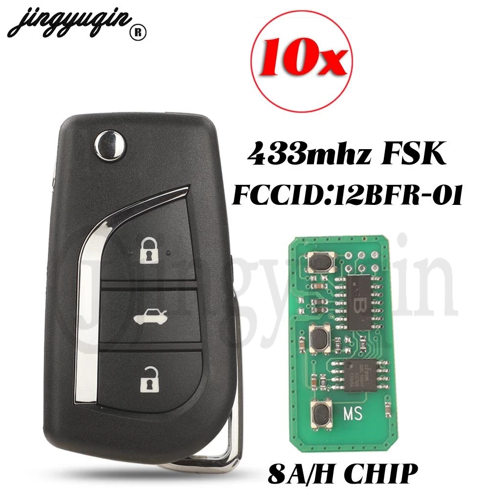 

Jingyuqin 10 шт. 3 кнопки FCCID:12BFR-01 флип-телефон 433 МГц флип-карта для Toyota Camry Hilux Corolla автомобильные аксессуары 2018 +