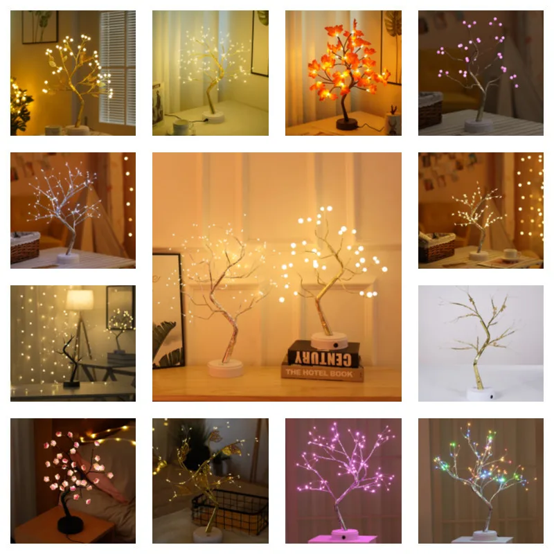 

LED Night Light Mini Christmas Tree Table Lamp Garland Bedroom Decor Fairy Tale Light Christmas Decoration Atmosphere Light