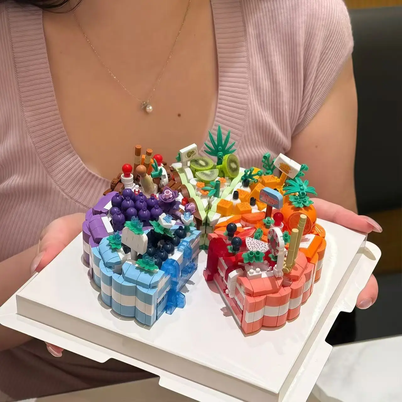 창의적인 DIY 생일 케이크 빌딩 블록 미니 조립 브릭 교육용 장난감, 남아 여아 어린이용, 생일 파티 선물