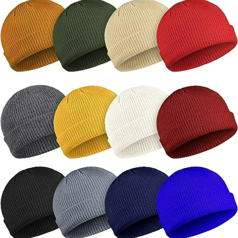 

Fashion Soft Dome Knitted Pullover Cap Cotton Cold-proof Warmth Simple Hip Hop Skullies Hat Men Women Autumn Winter Warm Beanies