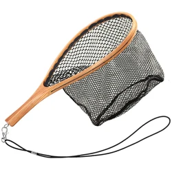 Fishing Net with Elm Handle Net Bag with Elastic Missed Rope Fishing Gear Tackle Quick-Drying Durable Fishing Net Accessories