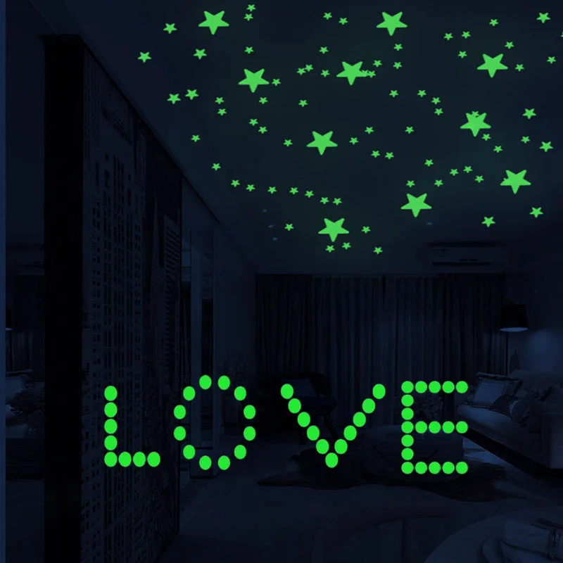Kids Room Decoration Self-adhesive Decals Luminous Stars Wall Stickers Bedroom Home Decor Star Dot Glow in The Dark Wallpaper