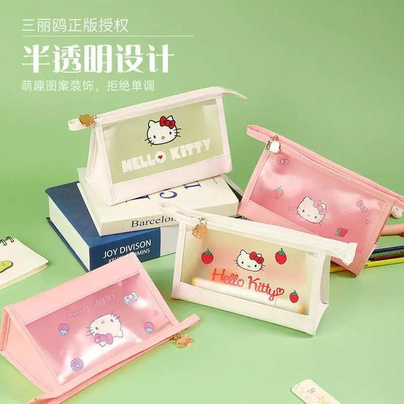 

Новый прозрачный матовый пенал Hellokitty, косметичка для хранения карандашей