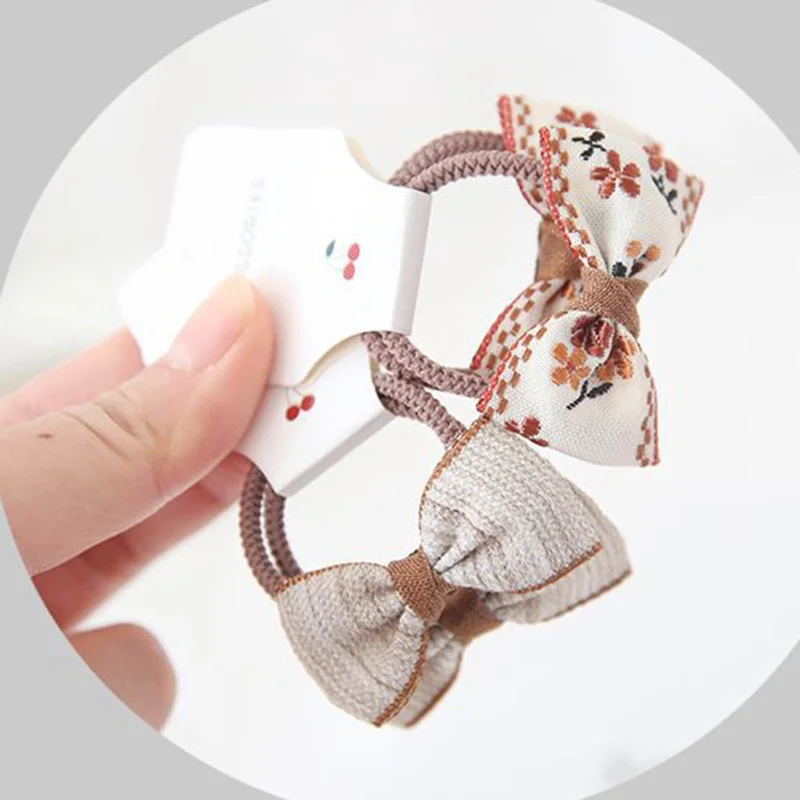 2Pcs/set Baby Elastic Hair Rubber Bow Ball Rope Children Bands for Kids Girls Headband Tie Ring Headwear Scrunchie Accessories