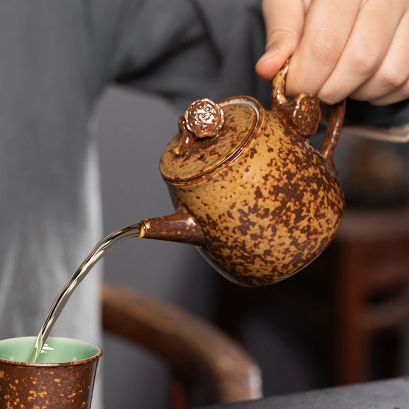 150ml Handmade Longquan Celadon Kiln Change Teapot Antique Tea Infuser Pot Tea Brewing Kettle with Strainer Drinkware Ornaments