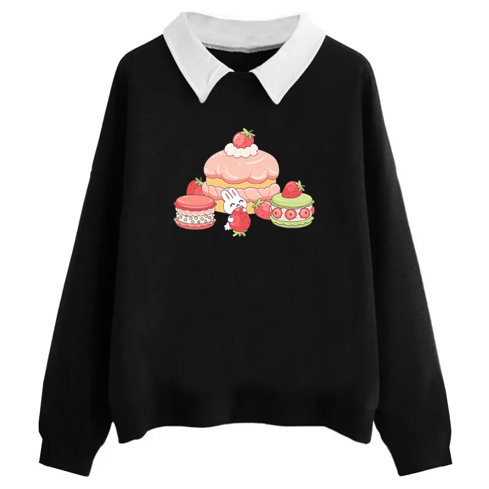 

Kawaii Rabbit Strawberry Cake Print Sweatshirts Pullover for Girl