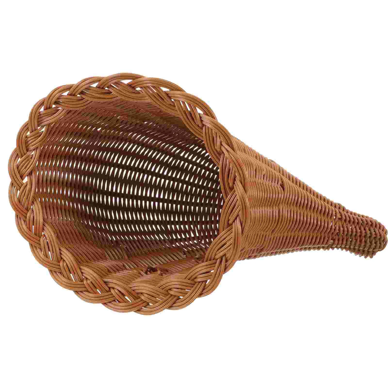 

Woven Basket Decor Basket Decor Multi-Use Daily Use Snacks Basket Fruit Basket Woven Cornucopia Basket For Table Living Room