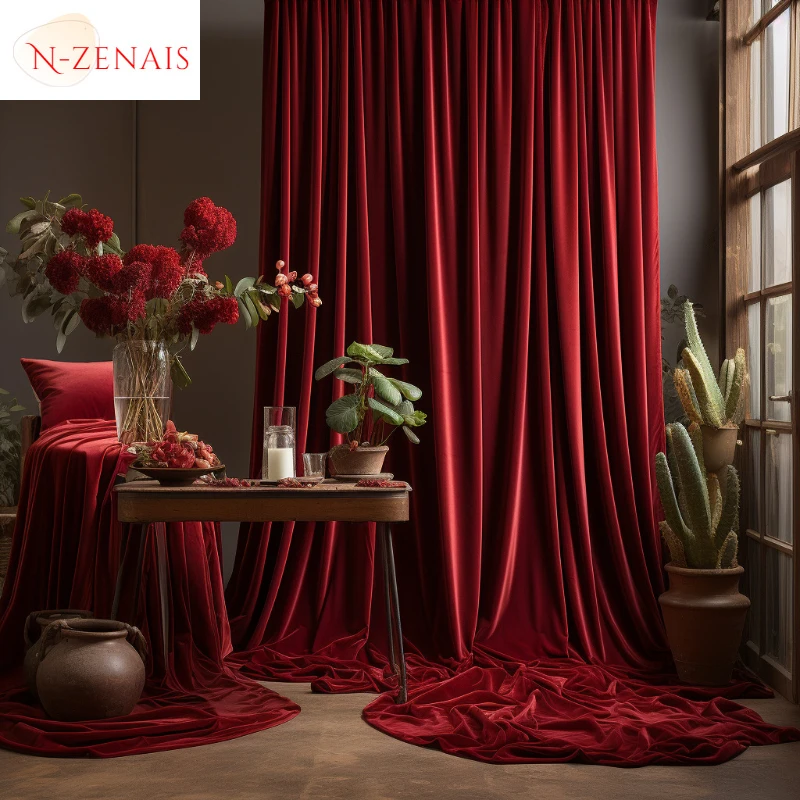  FFKL 1 panel de cortinas de encaje rojo estilo europeo para  sala de estar, dormitorio, sala de matrimonio, ventana, cenefa  personalizada, B-66.9 x 55.1 in : Hogar y Cocina