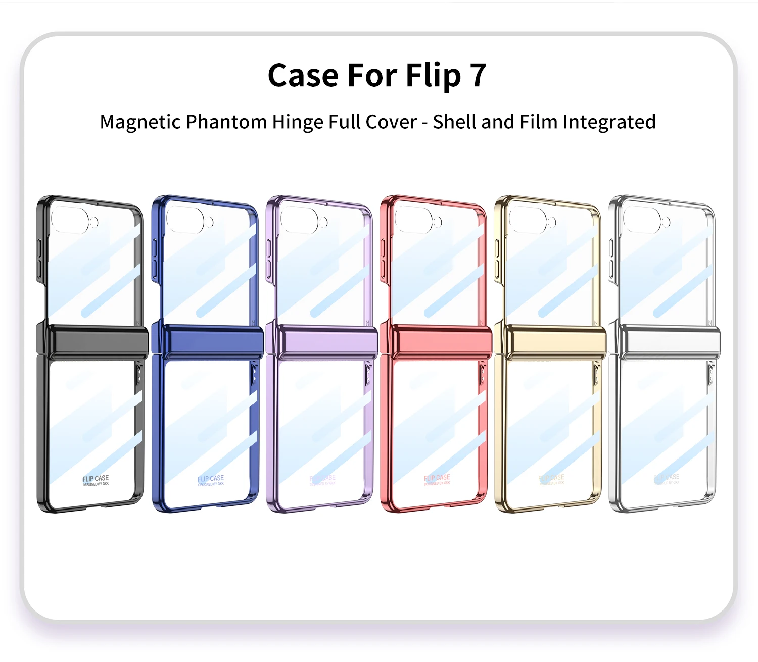 Magnetic Hinge Plating Clear Case for Samsung Galaxy Z Flip 7 6 Outer Screen Pro