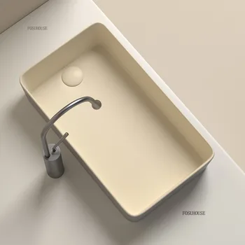 อ่างล้างหน้าแบบนอร์ดิกครีม อุปกรณ์ห้องน้ำ อ่างล้างหน้าแบบตั้งพื้นสำหรับระเบียง อ่างล้างหน้าแบบมีท่อระบายน้ำด้านข้าง อ่างล้างหน้าแบบมีท่อระบายน้ำด้านซ้ายและขวา 1