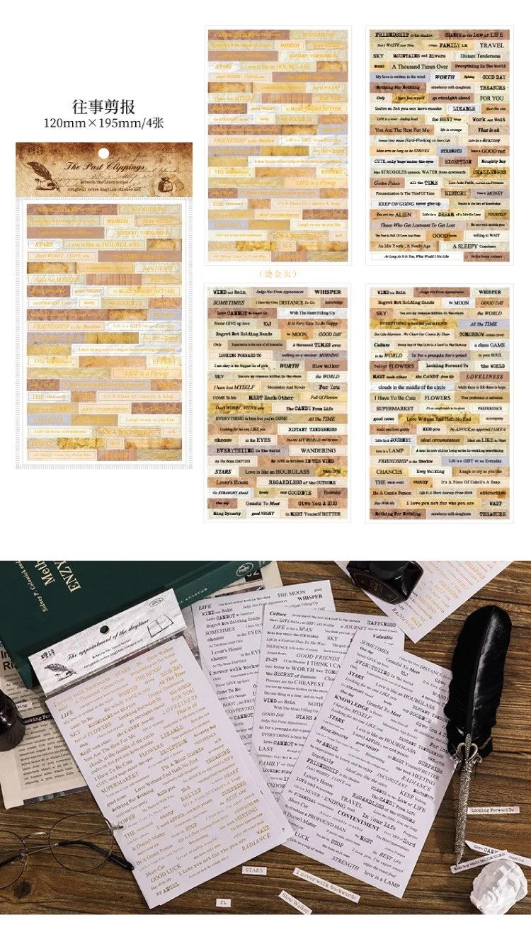 4 Sheets Quote Stickers Packaging for Journals, Scrapbook Stickers with Inspirational W... - SKU QSP02151 - UGI Packaging