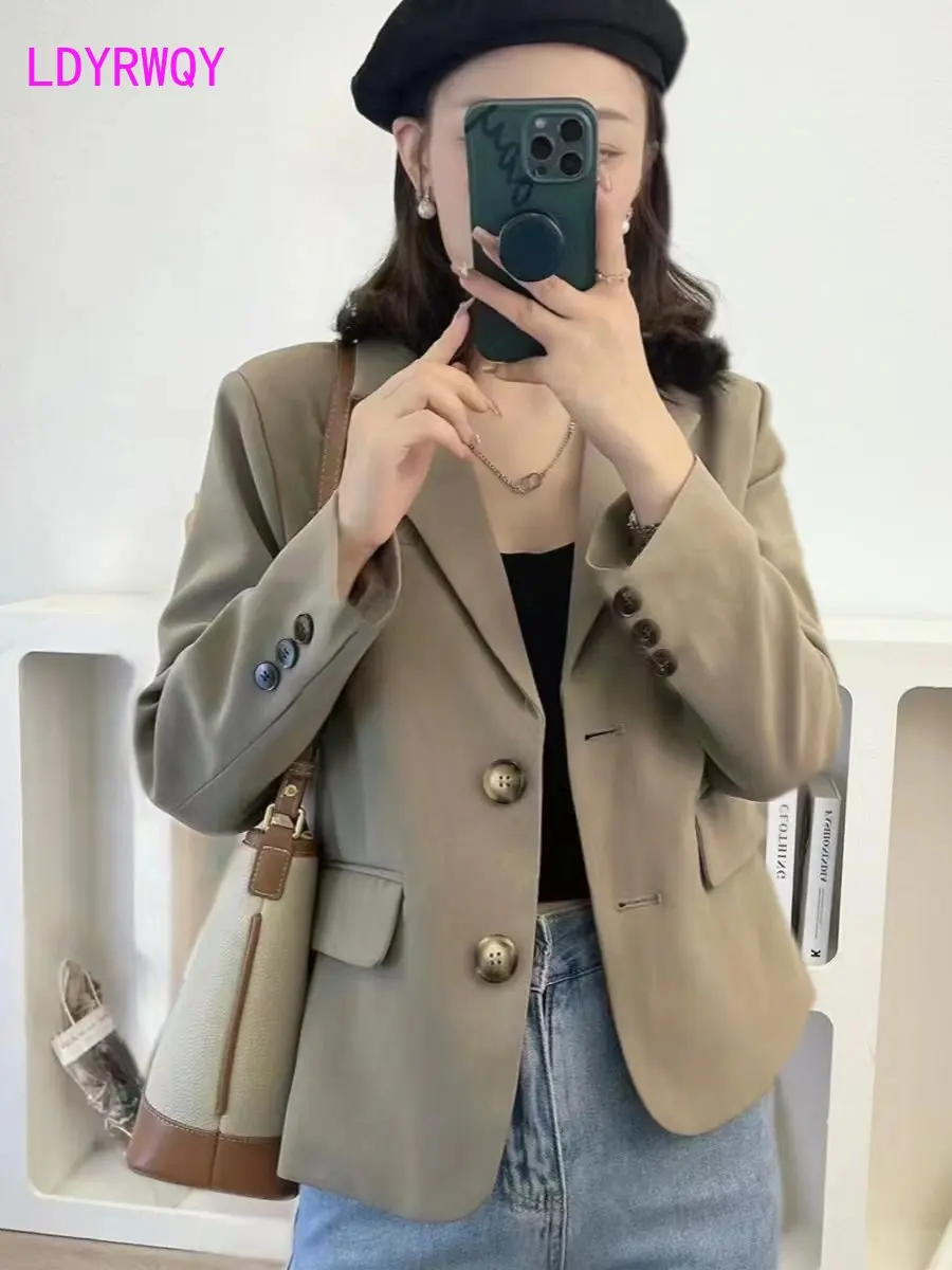 

Black suit jacket, short woman, autumn clothes, 2023 new women's tops, small suits.