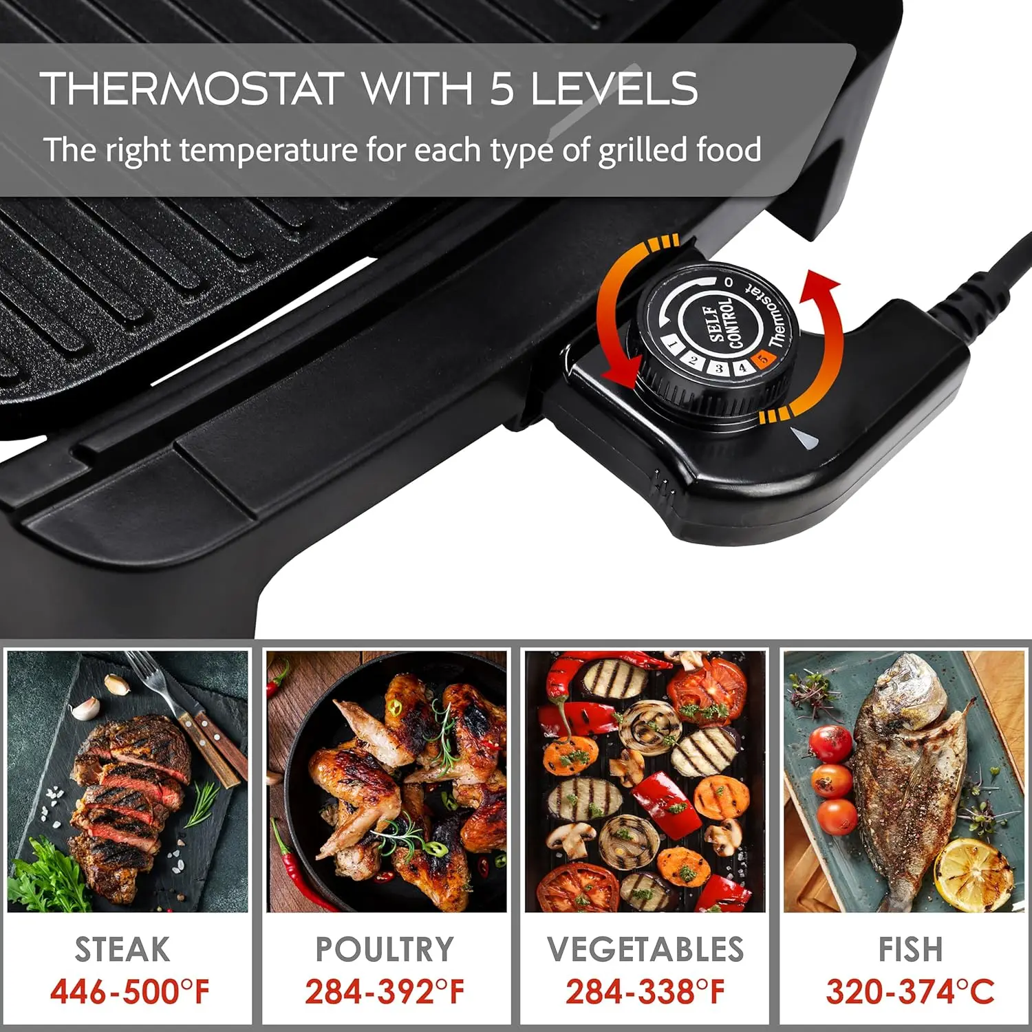 barbecue with 1500 Watt | Electric barbecue 4-8 persons | Portable XXL barbecue griddle for indoor use | Tepaniaky tabl 3