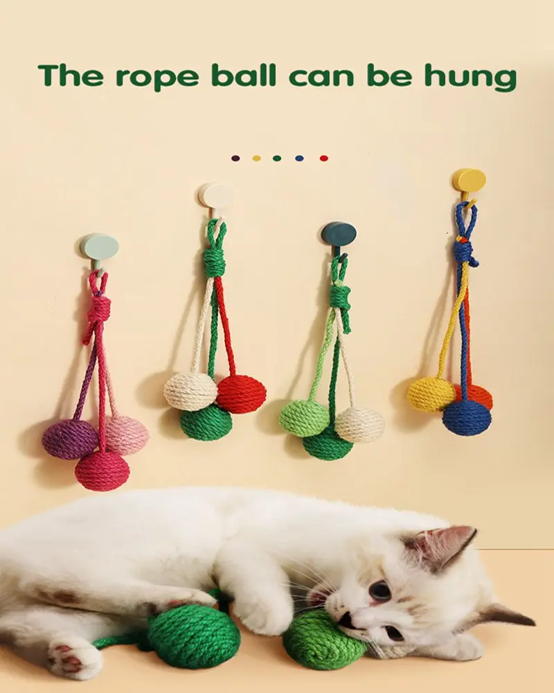 Cat Toys For Indoor Cats, Attractive Relieve Boredom High Elasticity Rope  Simulation Balls