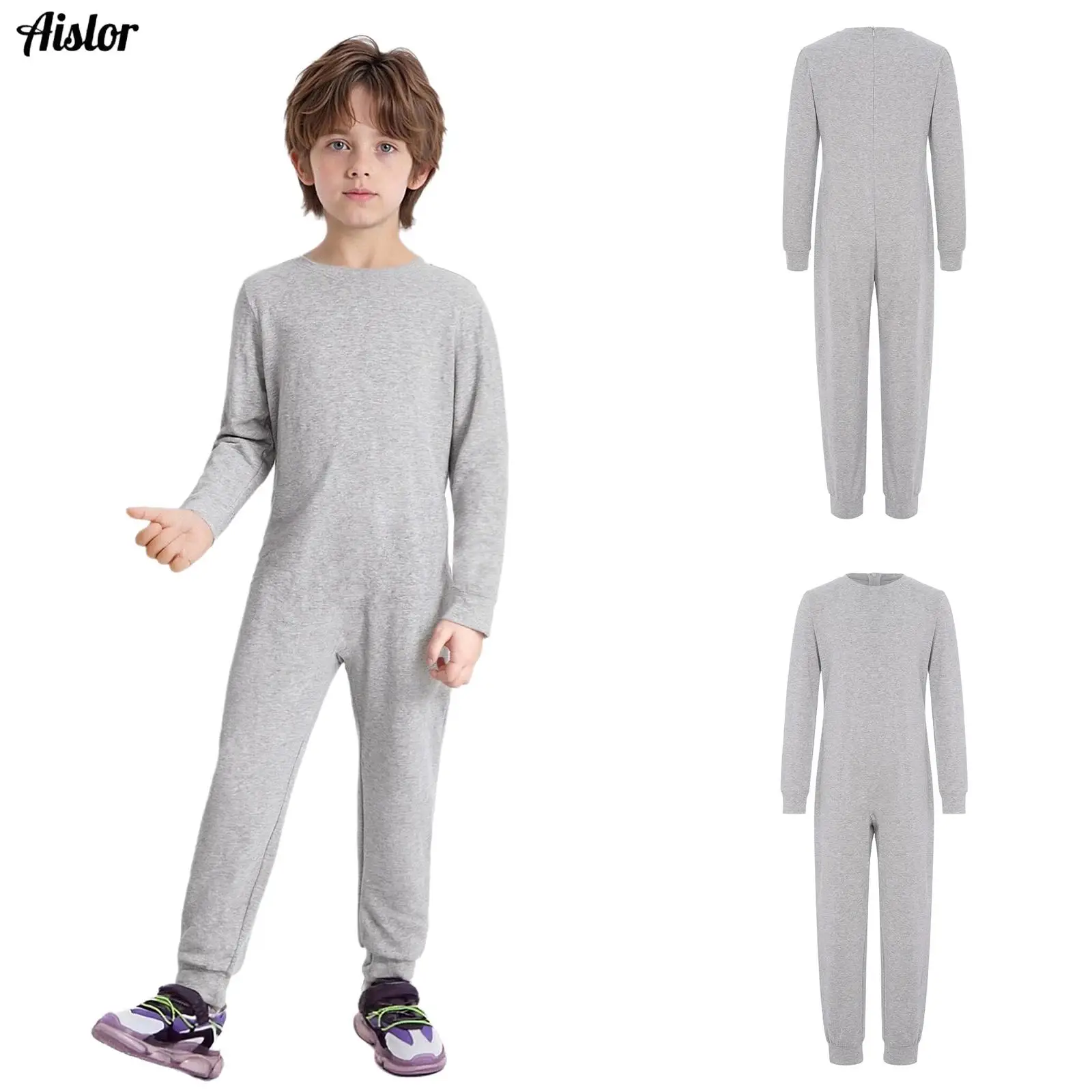 Kids Special Needs Adaptive Clothing Cotton Rompers Round Neck Long Sleeve Zipper One Piece Jumpsuit Ideal for Wearing All Day