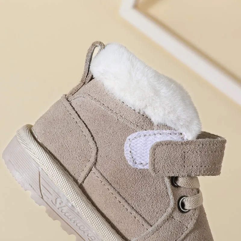 Winter Baby Snow Boots Unisex Leather Cute Boys Girls Shoes Warm Cotton Sneakers Soft Bottom Toddler Baby Shoes
