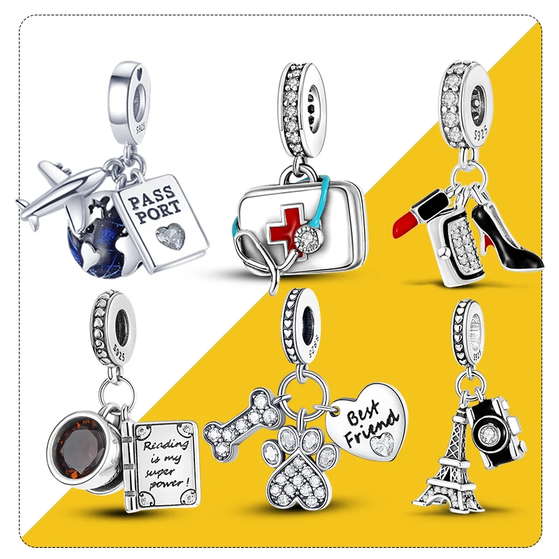 Charms plata de primera ley para mujer, pulsera original, colgante de plata 2023, 925|Cuentas| - AliExpress