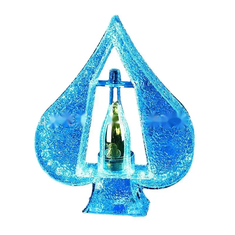 Stainless Steel Spades A Luminous Wine Rack Bar KTV Dedicated Champagne King XO Bottle Organizer Luminous Wine Tray