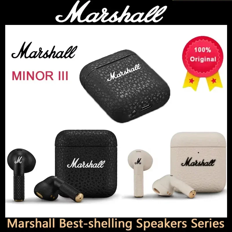 Marshall Minor III 진정한 무선 인이어 이어폰 무선 블루투스 5.1 Hi-Fi 서브우퍼 음악 헤드폰 능동형 소음 감소