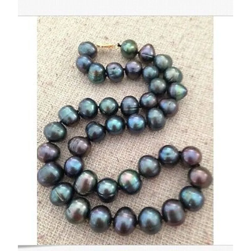 

TAHITIAN 10-11MMSOUTH SEA BLACK BLUE PEARL NECKLACE 18inch