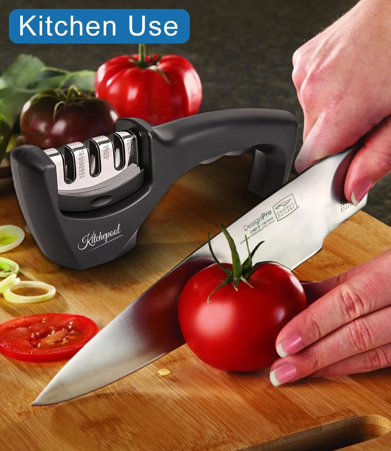 4-in-1 Kitchen Knife Accessories,3-Stage Kitchen Knife Sharpener