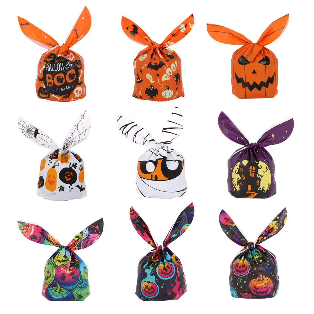 50 stücke Halloween Süßigkeiten Taschen Kürbis Geist Schädel Karton Ohr Taschen Kekse Snack Backen Verpackung liefert Kinder Geschenke Großhandel