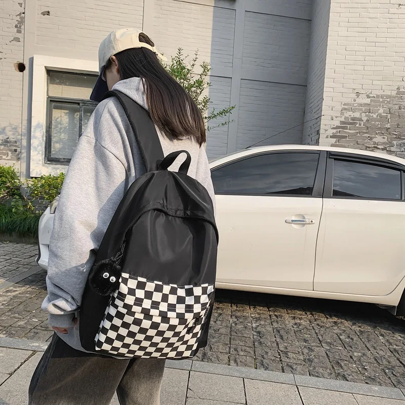 Custom Name New Chessboard Backpack Embroidered Women's Bag Checkered  Fashion Crossbody Small Backpack Simple Mini Bag - AliExpress