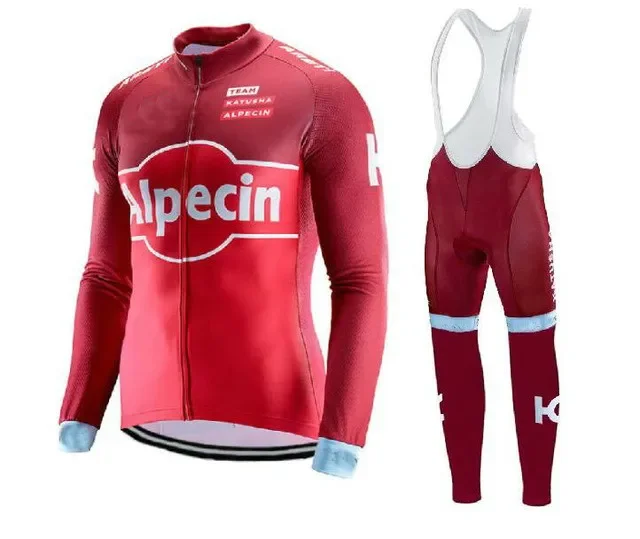 

2017 KATUSHA ALPECIN TEAM Winter Fleece Thermal Men's Cycling Jersey Long Sleeve Bicycle Clothing With Bib PANTS Ropa Ciclismo