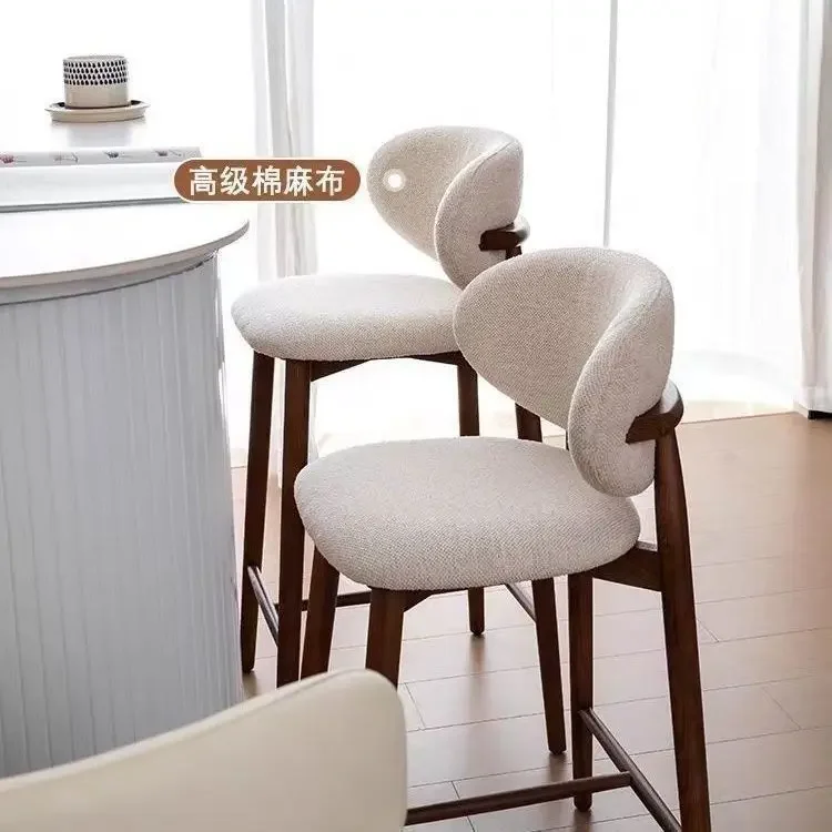Nordic Modern Simple Light Luxury Solid Wood Home High Bar Table Chair Bar Footstool Backrest bar chairs