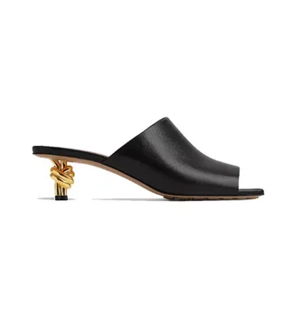 2025 Summer New Women's Slimming High Heels Fashion Cool Slippers Fashion Square Head Party Wedding 43 Women's Large Sandals 1