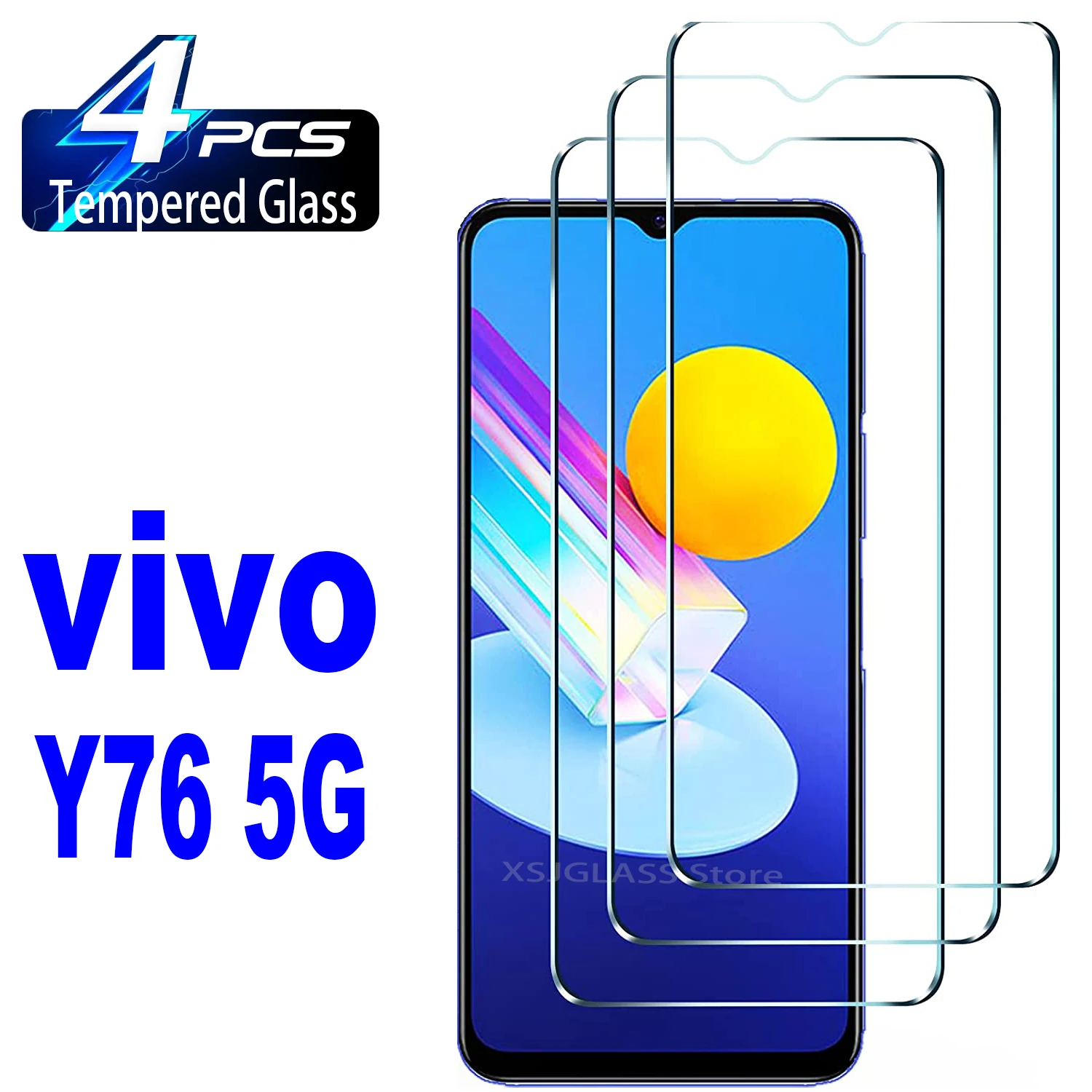 Закаленное стекло для Vivo Y76 5G, защитная стеклянная пленка для экрана, 2/4 шт. 2 шт гидрогелевая пленка с вырезом под камеру для виво с7е 5джи vivo s7e 5g