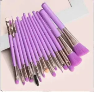 Makeup Brush Set 20-Piece Professional Loose Powder Eyeshadow Brushes Student White Handle Black Tip Champagne Gold Tube