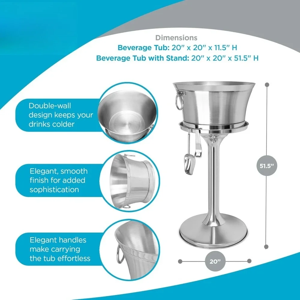 Stainless Steel Beverage Tub with Stand 2