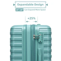 Ensembles de bagages 6 pièces avec sacs de voyage, valises rigides extensibles à roulettes pivotantes, bleu brumeux 3