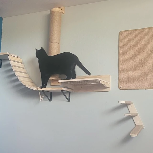 Cat wall rack felt cat stairs cat wall steps ladder pedals solid wood cat furniture on the wall suitable for cats to climb 4